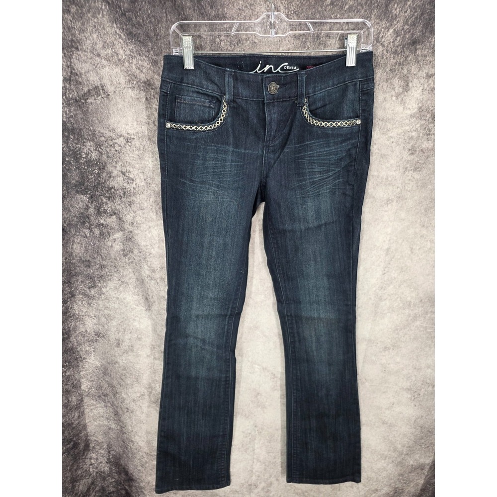 Inc International Concepts Jeans Womens 4 Blue Boot Cut Regular‎ Fit Dark Wash